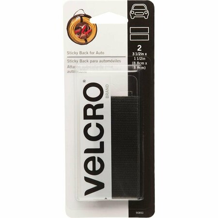 VELCRO BRAND Brand 1-1/2 In. x 3-1/2 In. Black Sticky Back For Auto Hook & Loop Strip, 2PK 90850